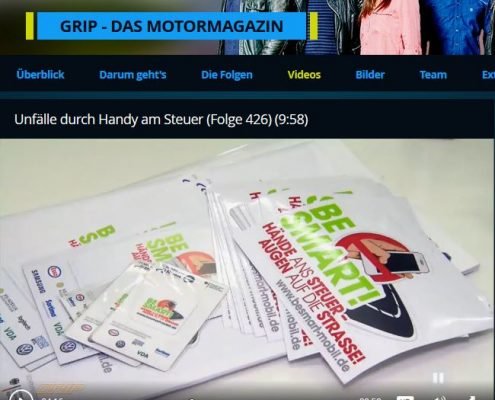 Be Smart! als Teil des Motormagazins Grip zu den Gefahren des Smartphones am Steuer