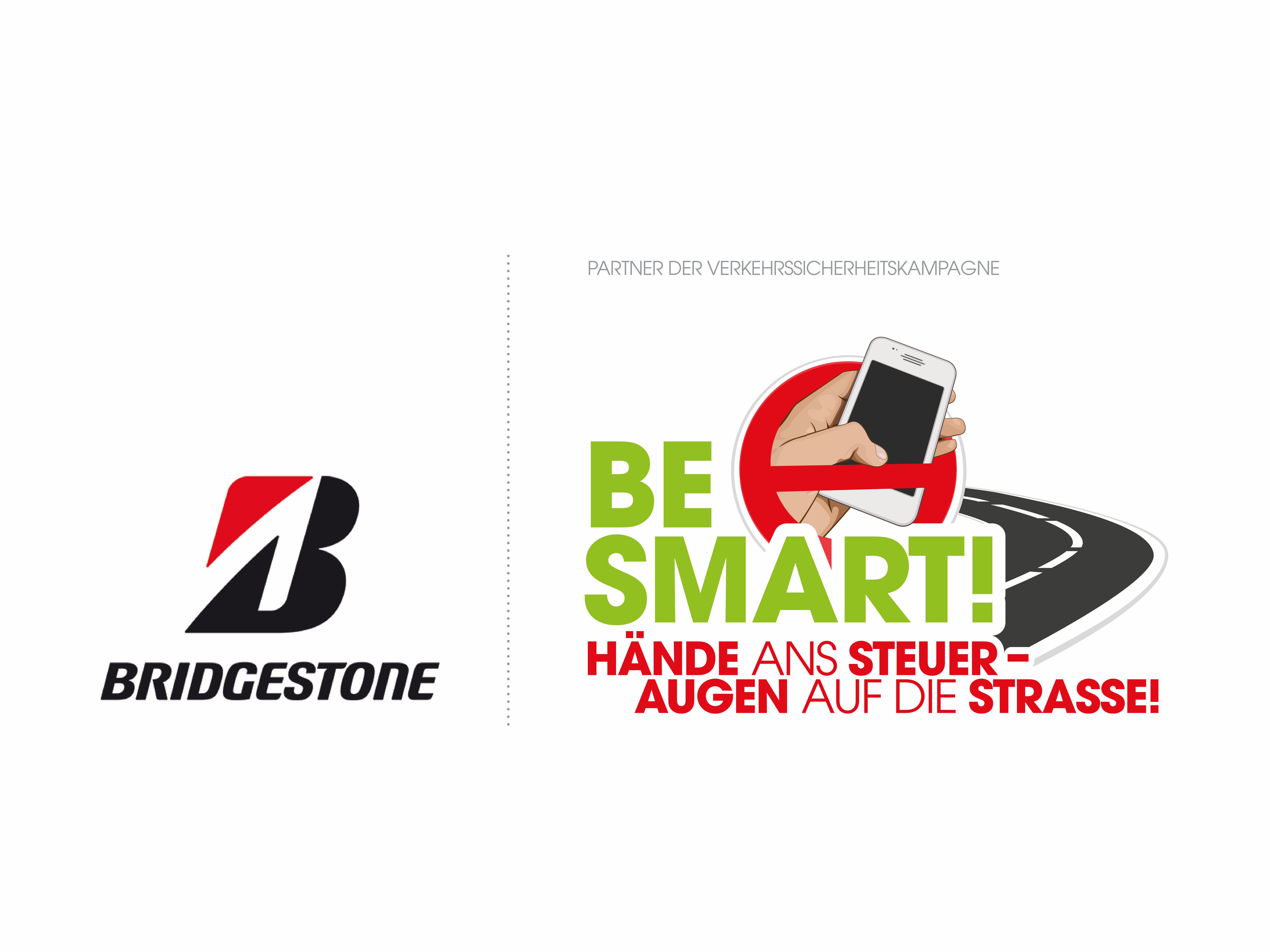 Kooperation: Logos on Bridgestone Verkehrssicherheitskampagne BE SMART!